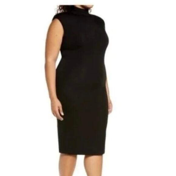 Good American Black Mock Neck Stretchy Sleeveless Midi Dress Plus Size 2X - Picture 1 of 8